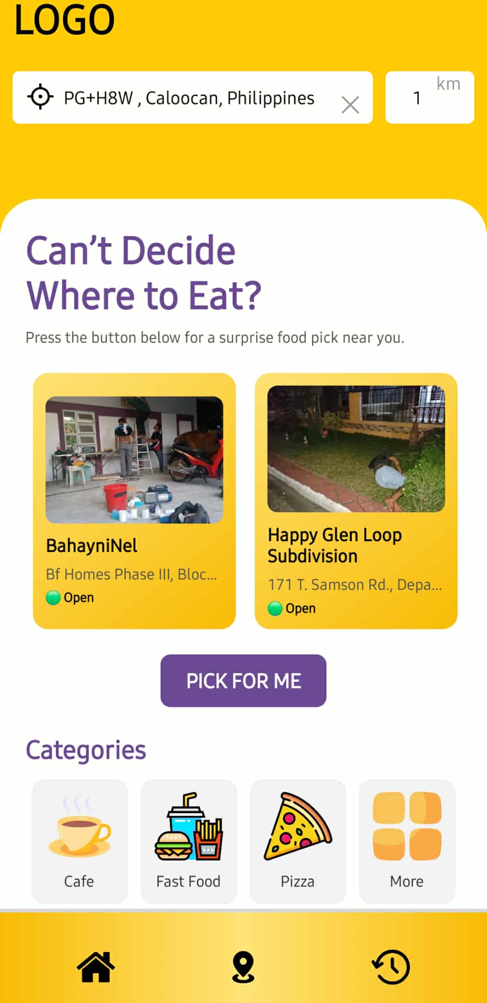 BiteBox home screen