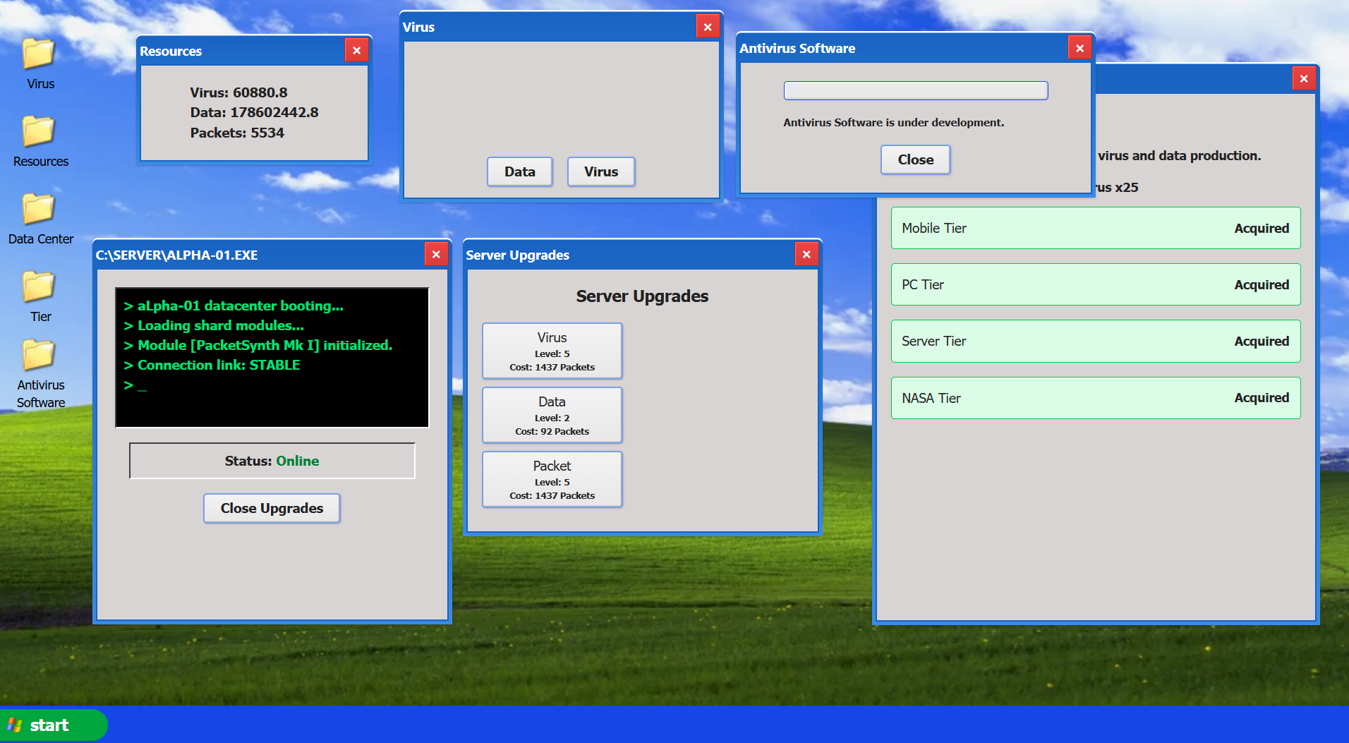 Ervirus gameplay overview screen